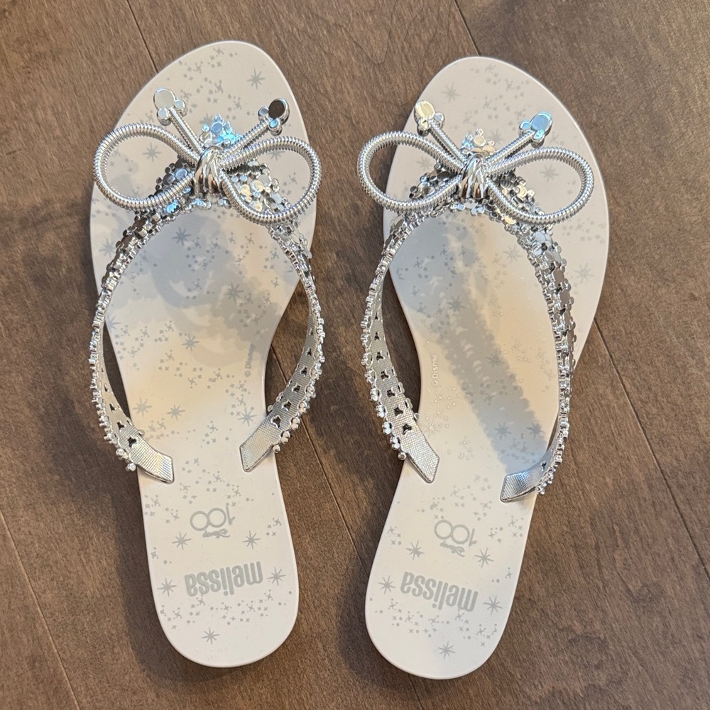 Melissa Metallic Sandals with Bow Accent - Special Edition